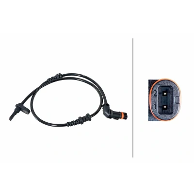 Bilde av HELLA 6PU 358 252 031 ABS Sensor med festeklips på kabelen Hall prinsipp 2 polet 610mm MERCEDES BENZ: B Klasse, A Klasse