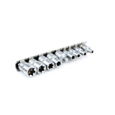 Bilde av YATO YT 0520 Pipesett 9 torx Krom vanadium stål 1/4, 3/8