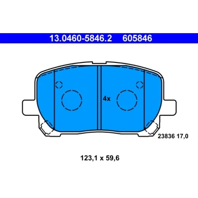 Bilde av ATE 13.0460 5846.2 Bremseklosser ekskl. slitasjevarselkontakt TOYOTA: Avensis Verso
