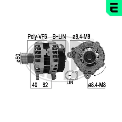 Bilde av ERA 209614A Dynamo 14V 180A SKODA: Superb III Stasjonsvogn, Octavia 3 Combi, VOLKSWAGEN: Golf 7