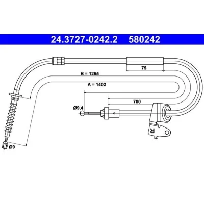 Bilde av ATE 24.3727 0242.2 Bremsekabel 1402 MINI: Hatchback