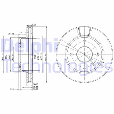 Bilde av DELPHI BG2367 Bremseskiver 240 24 4 ventilert oljet ubehandlet uten hjullager, ABS sensorring FORD: Sierra Mk2 Hatchback, Mk1 Hatchback