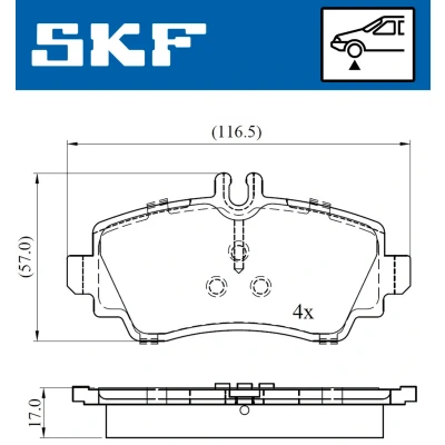 Bilde av SKF VKBP 80220 Bremseklosser klargjort for slitasjeindikator
