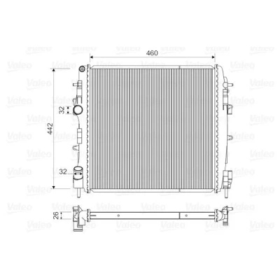 Bilde av VALEO 734922 Radiator Aluminium 461 451 34 uten kjølemiddelregulator Kjøleribber loddet RENAULT: Kangoo I