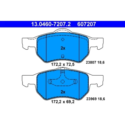 Bilde av ATE 13.0460 7207.2 Bremseklosser ikke klargjort for slitasjeindikator, ekskl. slitasjevarselkontakt CHRYSLER: Voyager 4, / Grand 3