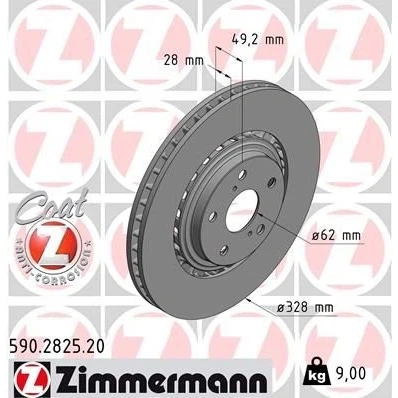 Bilde av ZIMMERMANN COAT Z 590.2825.20 Bremseskiver 328 28 7/5 5 114 utvendig ventilert belagt TOYOTA: RAV4 IV SUV, LEXUS: NX, RX III