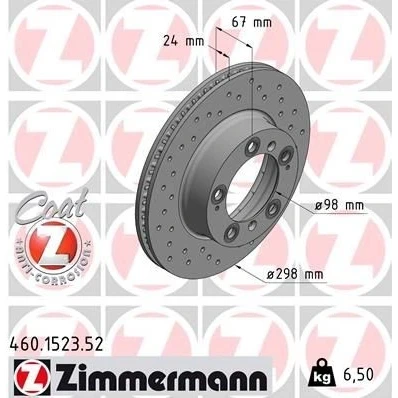 Bilde av ZIMMERMANN SPORT COAT Z 460.1523.52 Bremseskiver 298 24 9/5 5 130 innvendig ventilert, hullet belagt PORSCHE: Boxster