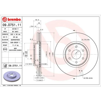 Bilde av BREMBO 09.D751.11 Bremseskiver 320 28 6 innvendig ventilert belagt NISSAN: NP300 Navara Pick up, MERCEDES BENZ: X Klasse