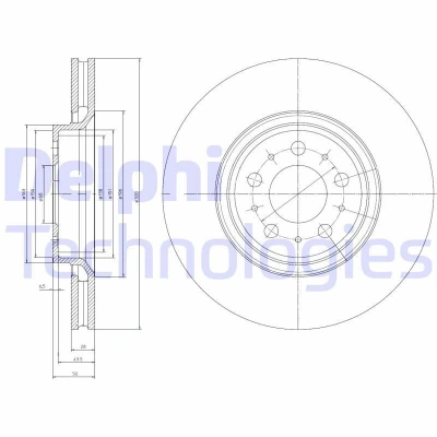 Bilde av DELPHI BG4071 Bremseskiver 320 28 5 ventilert oljet høy karbon uten hjullager, ABS sensorring VOLVO: V70 2, XC70 I Cross Country, S80