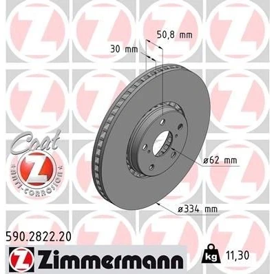 Bilde av ZIMMERMANN COAT Z 590.2822.20 Bremseskiver 334 30 7/5 5 114 utvendig ventilert belagt høy karbon LEXUS: IS 3, GS III, IV