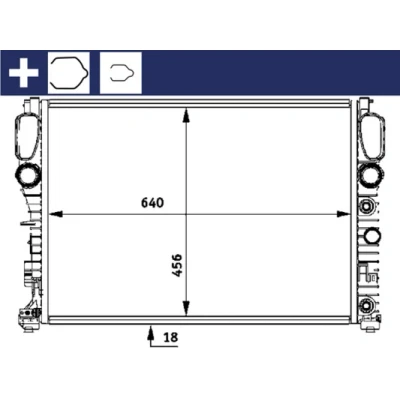 Bilde av MAHLE ORIGINAL CR 512 000S Radiator for kjøretøy med/uten klimaanlegg 640 456 18 Kjøleribber loddet MERCEDES BENZ: E Klasse T modell, Sedan