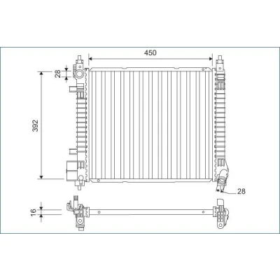 Bilde av VALEO 701169 Radiator Aluminium 450 392 16 uten kjølemiddelregulator Kjøleribber loddet