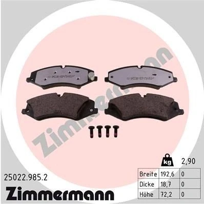 Bilde av ZIMMERMANN 25022.985.2 Bremseklosser klargjort for slitasjeindikator Bildet viser leveranseinnholdet LAND ROVER: Discovery 4, Range Rover Sport