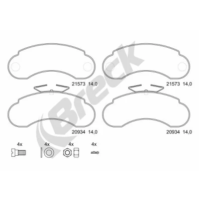 Bilde av BRECK 21573 00 706 Bremseklosser ikke klargjort for slitasjeindikator MERCEDES BENZ: MB 100 Flatvogn lastebil/Chassis