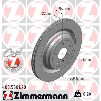 Bilde av ZIMMERMANN COAT Z 400.5501.20 Bremseskiver 345 22 6/5 5 112 innvendig ventilert belagt høy karbon MERCEDES BENZ: GL, ML Klasse, GLE SUV