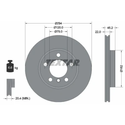 Bilde av TEXTAR PRO+ 92277805 Bremseskiver 294 22 05/06 120 innvendig ventilert belagt høy karbon uten hjulfestebolt, hjulnav MINI: Countryman