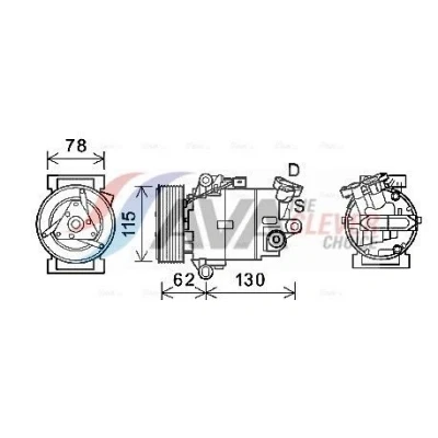 Bilde av AVA COOLING SYSTEMS DNAK386 Kompressor CVC5 12V PAG 46 R134a med kompressorlje, magnetkobling, uten diode NISSAN: Qashqai / Qashqai+2 I