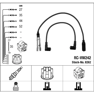 Bilde av NGK 8262 Pluggledninger 5 AUDI: 80 B3, B4 Sedan, 100 C3 Sedan