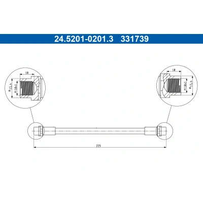 Bilde av ATE 24.5201 0201.3 Bremseslange 225mm AUDI: 80 B4 Sedan, Avant