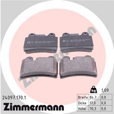 Bilde av ZIMMERMANN 24097.170.1 Bremseklosser Bildet viser leveranseinnholdet VOLKSWAGEN: Touareg I