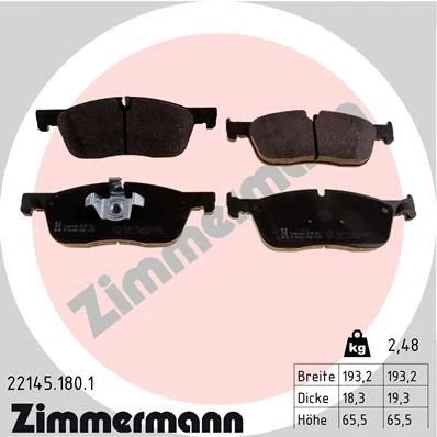Bilde av ZIMMERMANN 22145.180.1 Bremseklosser klargjort for slitasjeindikator Bildet viser leveranseinnholdet JAGUAR: F Pace, XF Sedan