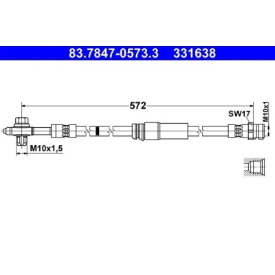 Bilde av ATE 83.7847 0573.3 Bremseslange 572mm M10x1mm
