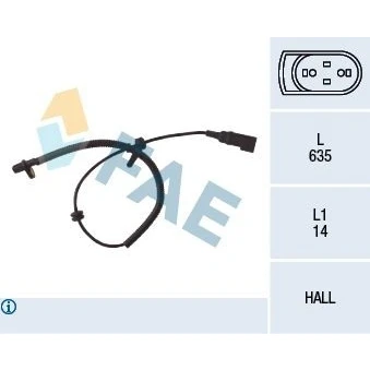 Bilde av FAE 78035 ABS Sensor høyre bakaksel Hall prinsipp 2 635 FORD: Focus Mk1 Hatchback