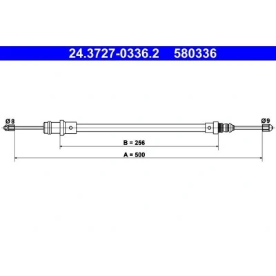 Bilde av ATE 24.3727 0336.2 Bremsekabel 500 PEUGEOT: Expert I, I Van, CITROËN: Jumpy MPV