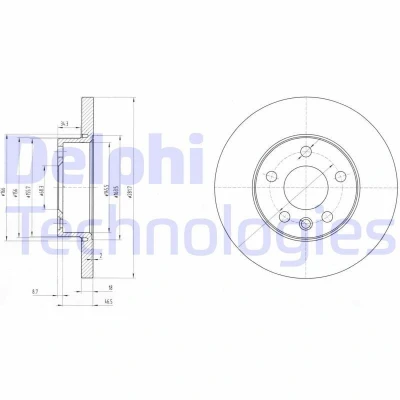 Bilde av DELPHI BG3415 Bremseskiver 282 18 5 fullt ut oljet ubehandlet uten hjullager, ABS sensorring VOLKSWAGEN: Transporter 4 Bus,