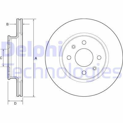 Bilde av DELPHI BG4535 Bremseskiver 256 18 4 ventilert oljet ubehandlet uten hjullager, ABS sensorring HYUNDAI: i20 I Hatchback, i10