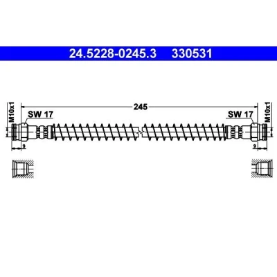 Bilde av ATE 24.5228 0245.3 Bremseslange 245