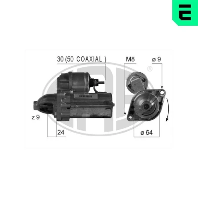 Bilde av ERA 220359A Starter 12V 1,3kW 9 30 50 64mm FIAT: 500 Hatchback, Doblo I Cargo, Strada Pick up, OPEL: Corsa D Combo C Varebil / Stasjonsvogn