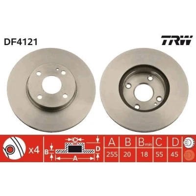 Bilde av TRW DF4121 Bremseskiver 255 20 4 100 ventilert spraylakkert MAZDA: MX 5 I, 2