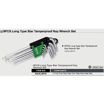 Bilde av TOPTUL GAAL0919 Vinkelskrutrekkersett TORX: T10, T15, T20, T25, T27, T30, T40, T45, T50 9