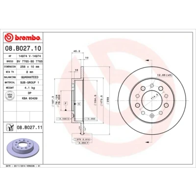 Bilde av BREMBO COATED DISC LINE 08.B027.11 Bremseskiver 258 10 5 fullt ut belagt HYUNDAI: Coupe II
