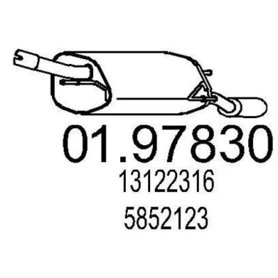 Bilde av MTS 01.97830 Sluttlyddemper 730 OPEL: Corsa C Hatchback