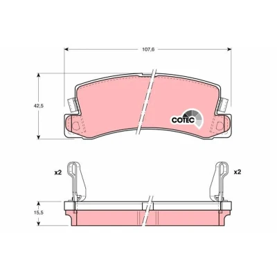 Bilde av TRW COTEC GDB1168 Bremseklosser med akustisk slitasjevarsel TOYOTA: Avensis I Sedan, Camry IV Stasjonsvogn, LEXUS: RX