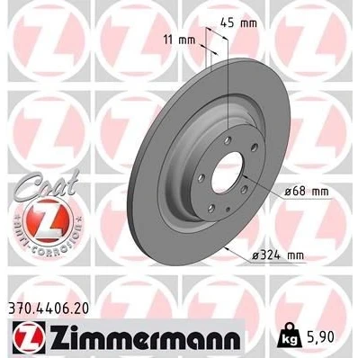 Bilde av ZIMMERMANN 370.4406.20 Bremseskiver 324 11 6/5 5 114 fullt ut belagt