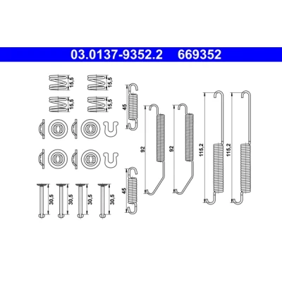 Bilde av ATE 03.0137 9352.2 Teilbehørsett, parkeingsbremse sko NISSAN: NV200 / Evalia Minibuss, Varebil Stasjonsvogn