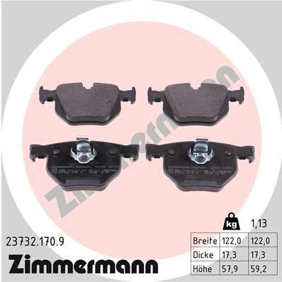 Bilde av ZIMMERMANN 23732.170.9 Bremseklosser klargjort for slitasjeindikator Bildet viser leveranseinnholdet BMW: 5 Touring, Sedan, 6 Coupé