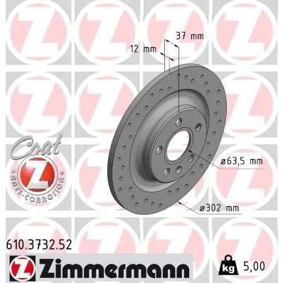Bilde av ZIMMERMANN 610.3732.52 Bremseskiver 302 12 6/5 5 108 fullt ut, hullet belagt VOLVO: XC40