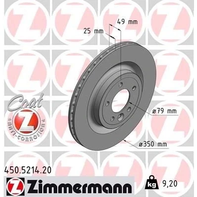 Bilde av ZIMMERMANN COAT Z 450.5214.20 Bremseskiver 350 25 6/5 5 120 innvendig ventilert belagt høy karbon LAND ROVER: Range Rover Sport, 4