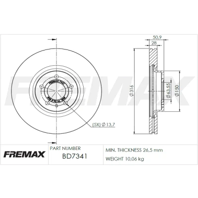 Bilde av Bremseskive FREMAX BD 7341