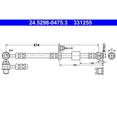 Bilde av ATE 24.5298 0475.3 Bremseslange 474 M10x1 MITSUBISHI: COLT 6