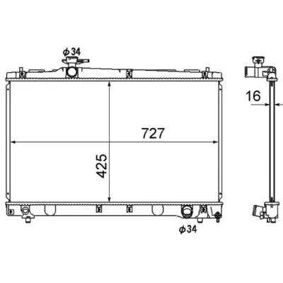 Bilde av MAHLE ORIGINAL CR 1866 000S Radiator 727 425 16 Kjøleribber loddet