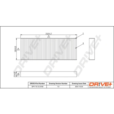 Bilde av Dr!ve+ DP1110.12.0150 Kupéfilter Partikkelfilter 260 100 25 NISSAN: Navara Pick up, Pathfinder 3, NP300 up