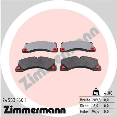 Bilde av ZIMMERMANN 24553.160.1 Bremseklosser klargjort for slitasjeindikator Bildet viser leveranseinnholdet PORSCHE: Cayenne, Macan, Panamera