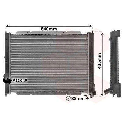 Bilde av VAN WEZEL 58002034 Radiator Aluminium 568 438 32 Kjøleribber satt sammen mekanisk VOLKSWAGEN: TRANSPORTER 3 Bus