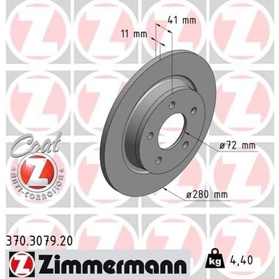Bilde av ZIMMERMANN COAT Z 370.3079.20 Bremseskiver 280 11 5/5 5 114 fullt ut belagt MAZDA: 5, 3 Hatchback, Sedan