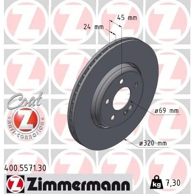 Bilde av ZIMMERMANN 400.5571.30 Bremseskiver 320 24 6/5 5 112 ventilert, todelt bremseskive belagt høy karbon